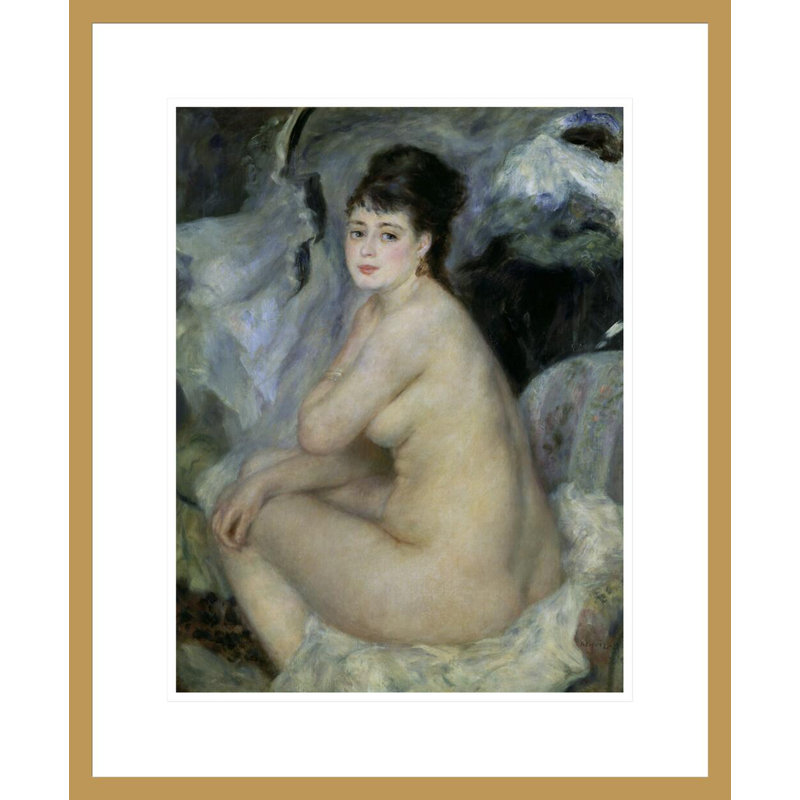 «Nu ou nu assis sur un canapé» par Pierre-Auguste Renoir - Impression Giclée encadrée, H 21,46 po x l 17,75 po