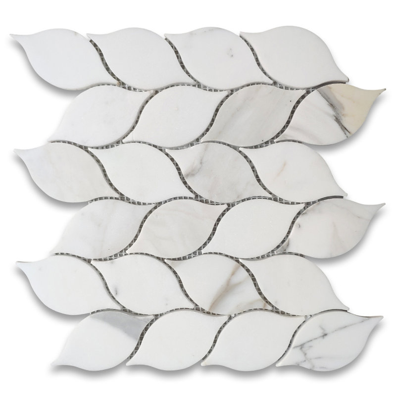 11" x 10" Marble Mosaic Wall & Floor Tile, White/Beige