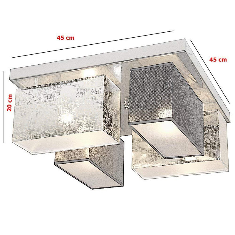 Partlow Fabric Semi Flush Mount, Silver/Red