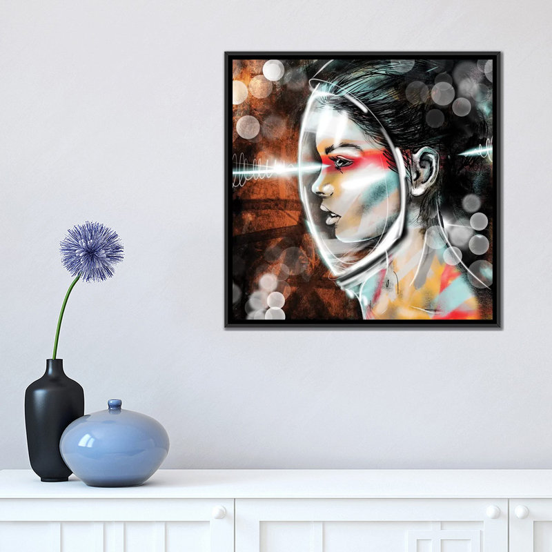 « repiquement pique iv », impression sur toile, H 18 po x l 18 po x P 1,5 po, Toile avec cadre noir, Pas de tapis
