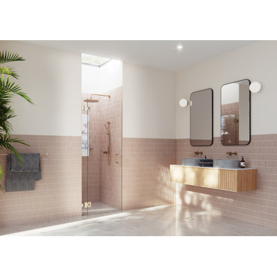 Halo 32 in. x 78 in. Frameless Glass Hinge Shower Door