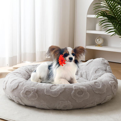Waterproof Small Dog Bed, Washable Cozy Round Pet Bed for Dogs & Cats (23x23x8)