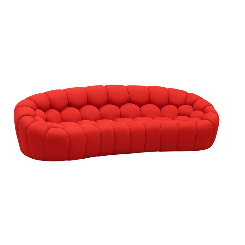 Modern 104" Upholstered 3-seater Sofa, Red Microfiber / Microsuede