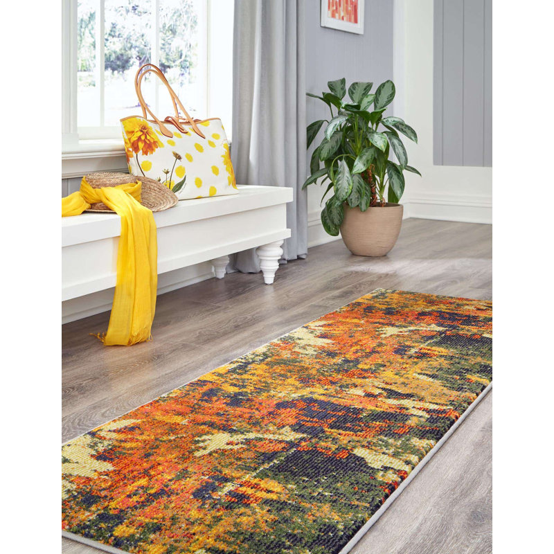 Ansela Washable Abstract Indoor Rug, Runner 2' x 4'