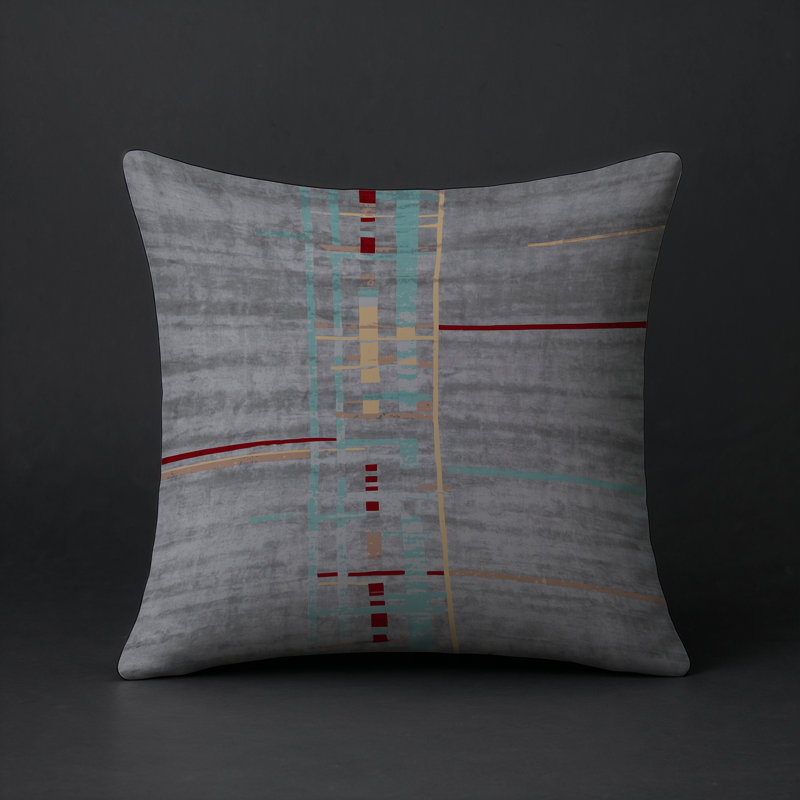 Coussin décoratif intérieur et extérieur Modern, Gris / abstrait 1, Carré 16 po