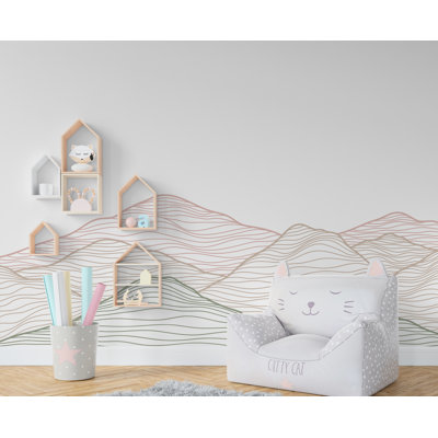 Décalcomanie murale ligne de montagne minimaliste - Boho coloré, décoration naturelle - décor de maison moderne - autocollant mural chambre d'enfant, chambre d'enfants 625DLU