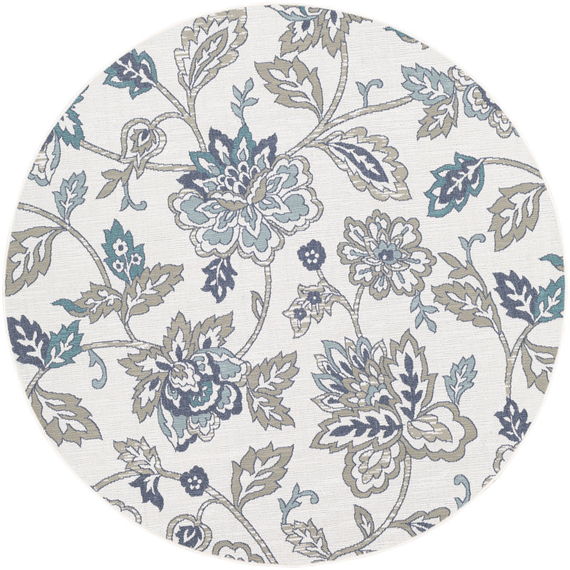 Amherst Floral Indoor / Outdoor Rug, Round 8'9"