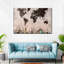 «World Map Grunge Repères», impression sur toile-92517200