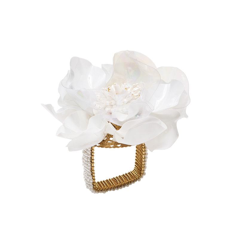 Gardenia Napkin Ring, White