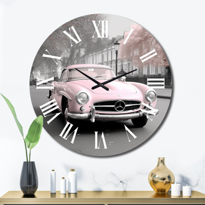 Rose classique rose photographie rétro - horloge murale voitures classiques