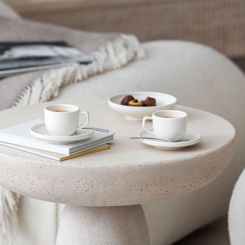 Soucoupe espresso Villeroy & Boch Afina, porcelaine de qualité supérieure, va au lave-vaisselle et au micro-ondes, 4,5 po, empilable, blanc
