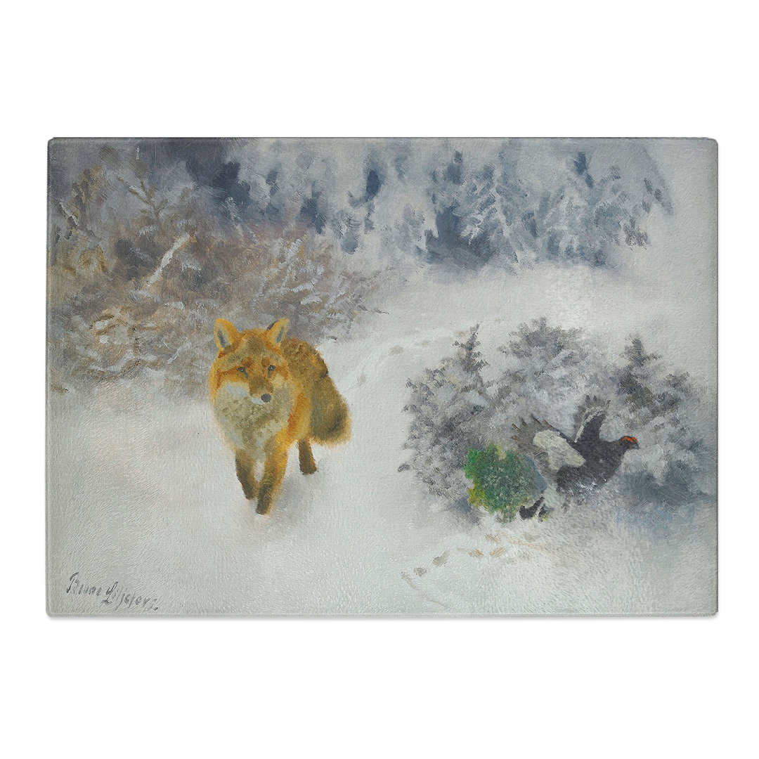 Fox and Grouse Cock by Bruno Liljefors Chopping Board
