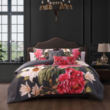 Bebejan Flower Garland 100% Cotton Sateen 5 Piece Reversible Comforter Set