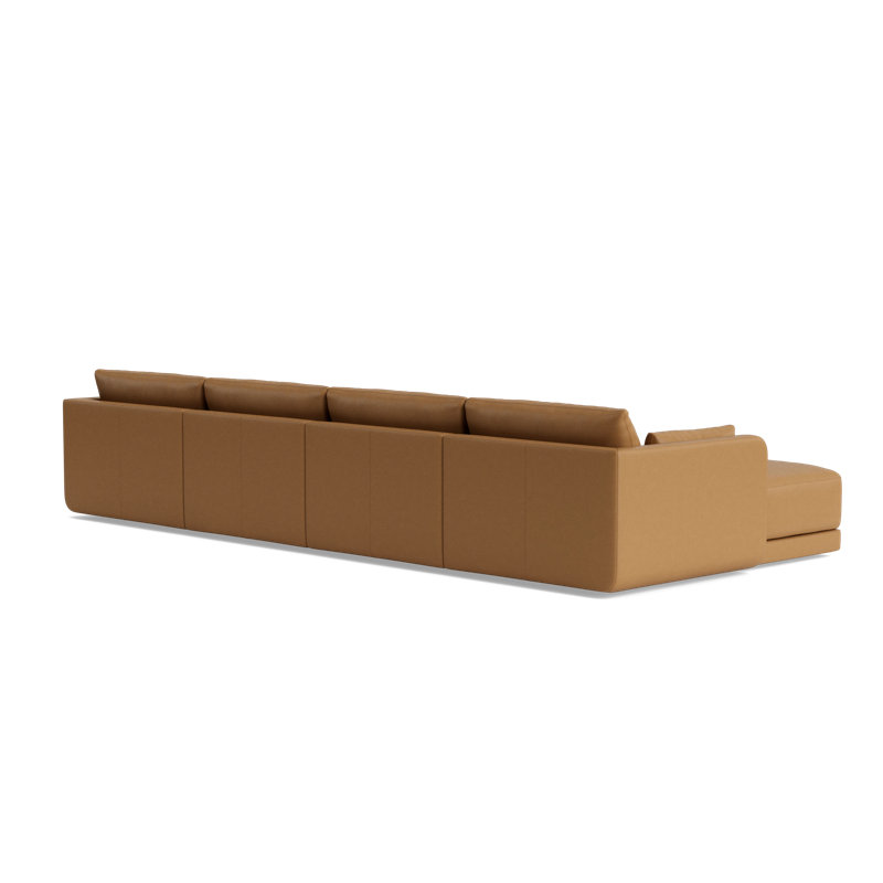Eva Double Chaise Sectional, Bison Butterscotch Top Grain Leather