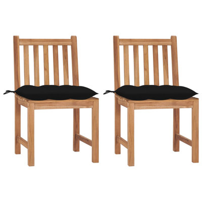 Chaises de patio en bois de teck massif avec coussins