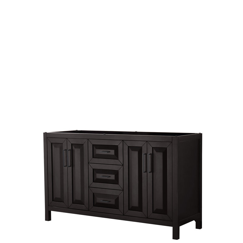 Daria 59'' W Double Bathroom Vanity Base, Dark Espresso/Matte Black