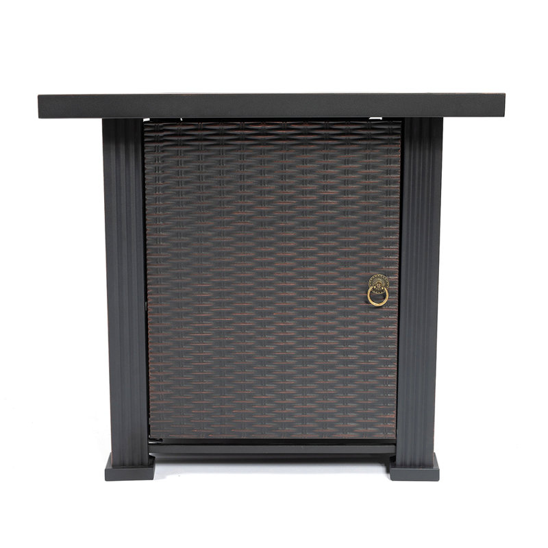 28" Propane Gas Fire Pit Table, 50000 BTU Square Steel Fire Pit For Outside Patio Deck Garden Backyard-Black