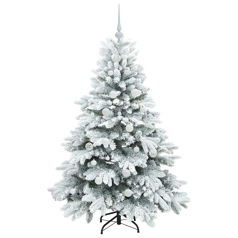 Artificial Christmas Tree with 150 LEDs Green PE and PVC, 4.92' H, White