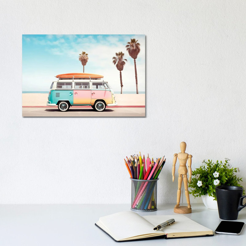VW Van On The Beach by Philippe Hugonnard - Gallery-Wrapped Canvas Giclée on Canvas, No Frame, 20.32 cm H x 30.48 cm W