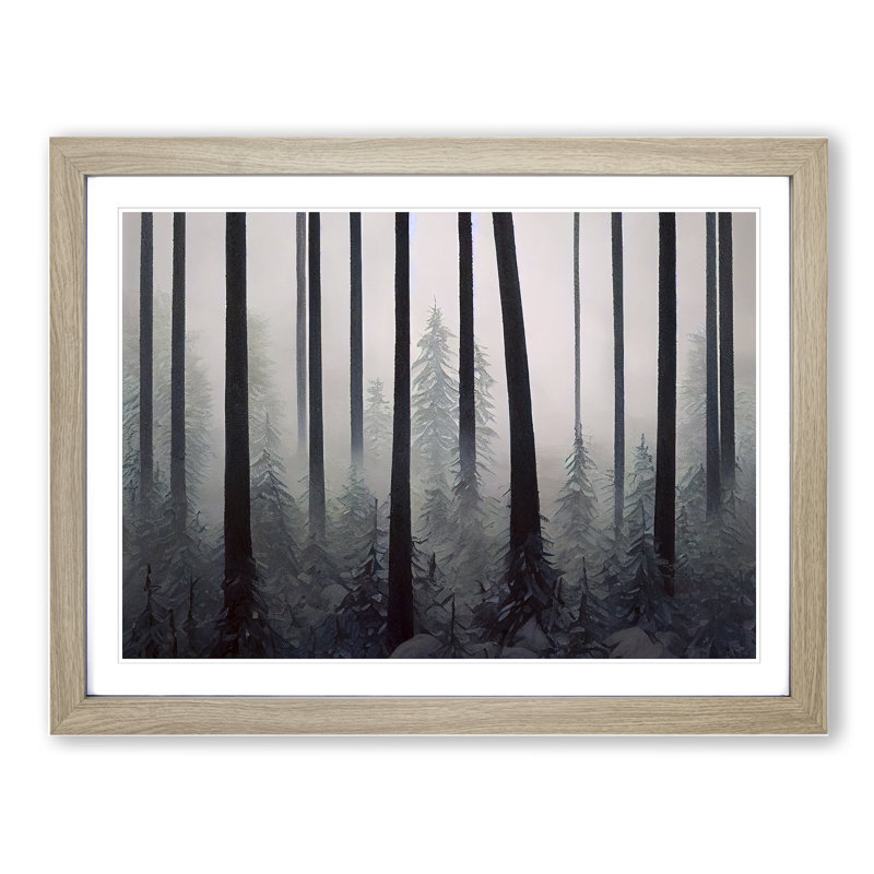 Innovative Winter Forest - Single Picture Frame Print, Oak, 25cm H x 34cm W x 2cm D