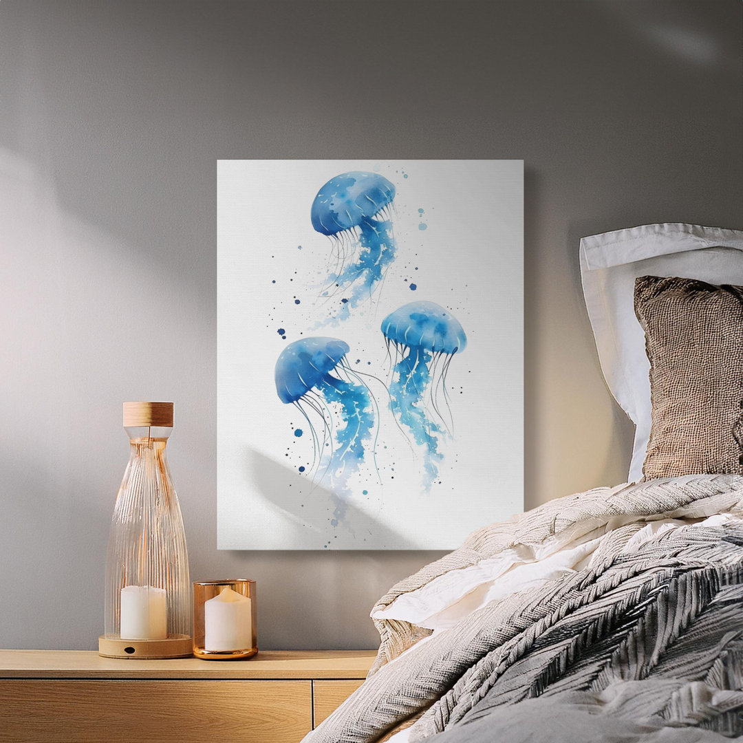 Ethereal Blue Jellyfish Ocean Wall Art