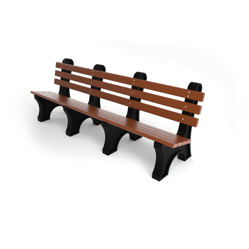 Banc de parc en plastique recyclé Wetzel, 8', Aucune, Brun