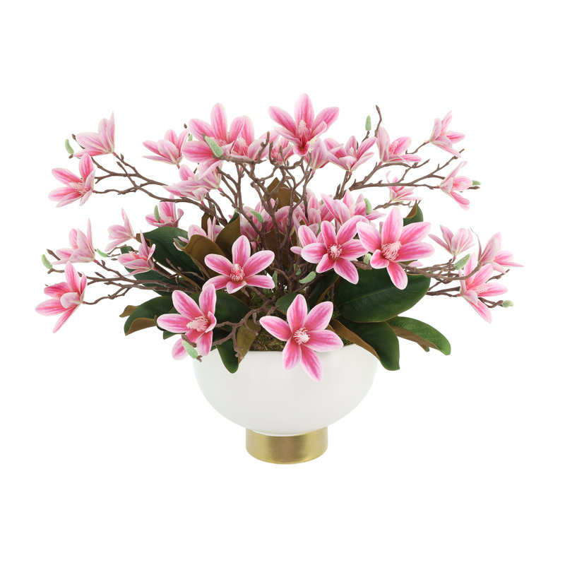 Butterfly Magnolias in Decorative Vase