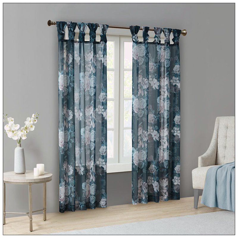 Rideau en voile imprimé à imprimé floral Twist Tab (1 pièce)