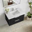 Ensemble de meuble-lavabo simple flottant 36 po en chêne noir vieilli avec plateau en quartz blanc Barcelona-121696732-121696733