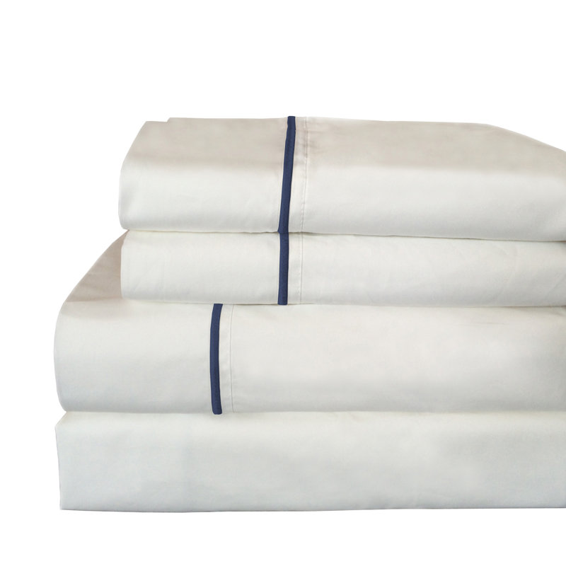 Benin Sheet Set, King Sheet Set + Fitted Sheet + 2 Pillowcases, Navy