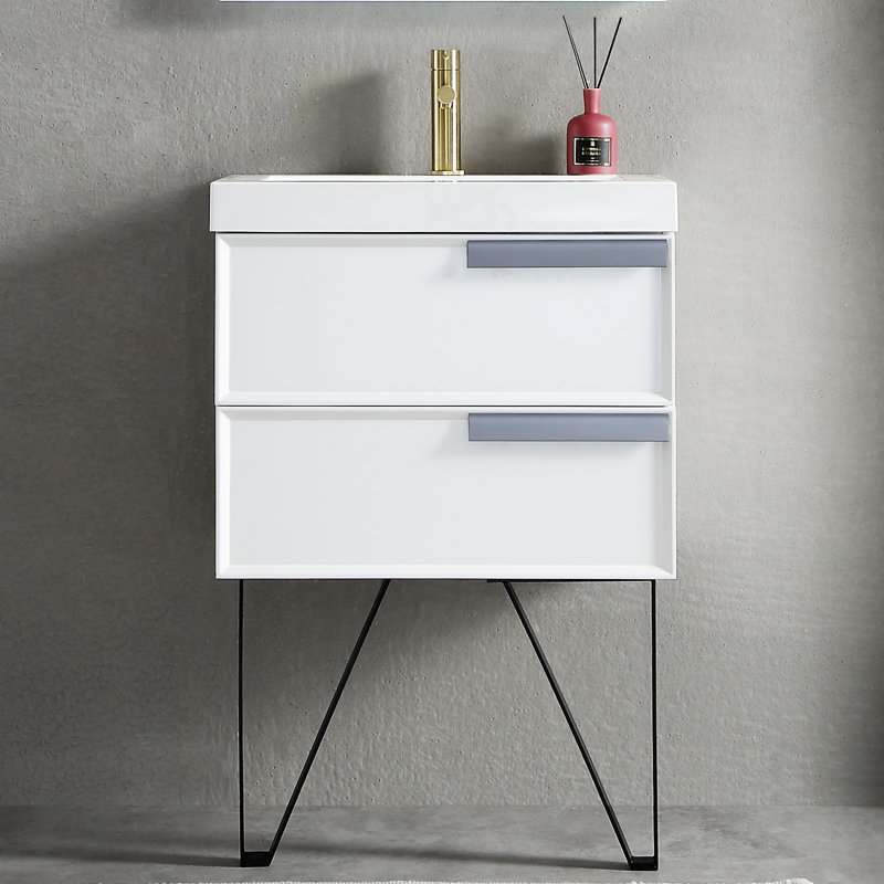 Meuble-lavabo de salle de bain simple 24 po Tyonna, Blanc mat