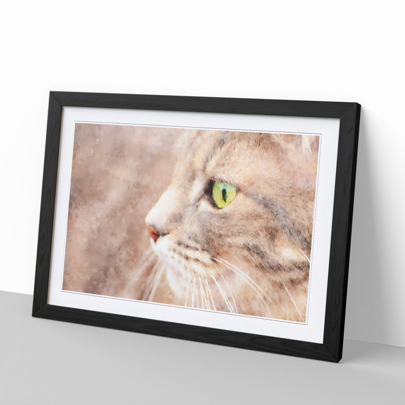 Portrait of a Cat Vol.13 - Framed Print, 48cm H x 65cm W x 2cm D, Black Framed