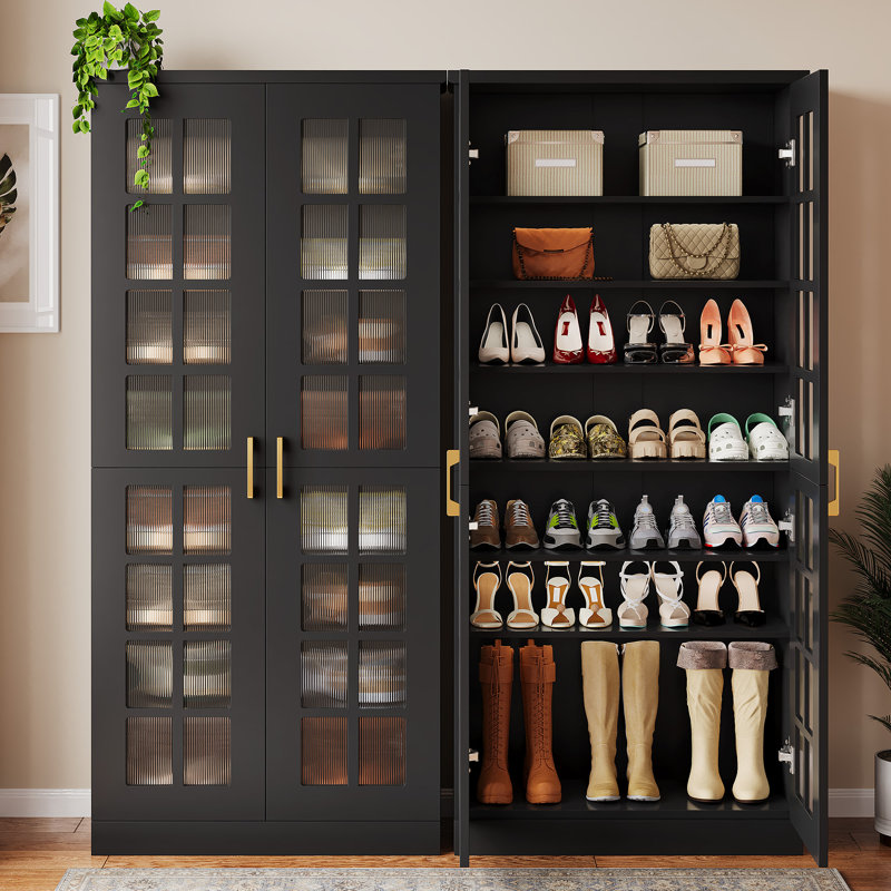 Armoire de rangement 67,5 "avec porte et tablettes réglables, Noir