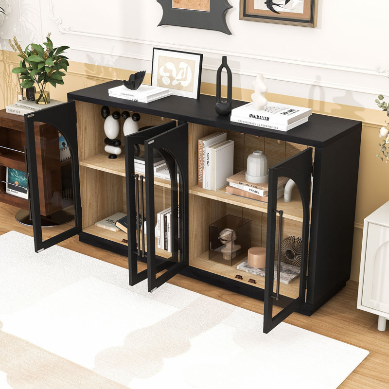 Sideboard Buffet Cabinet with Adjustable Shelves, Black