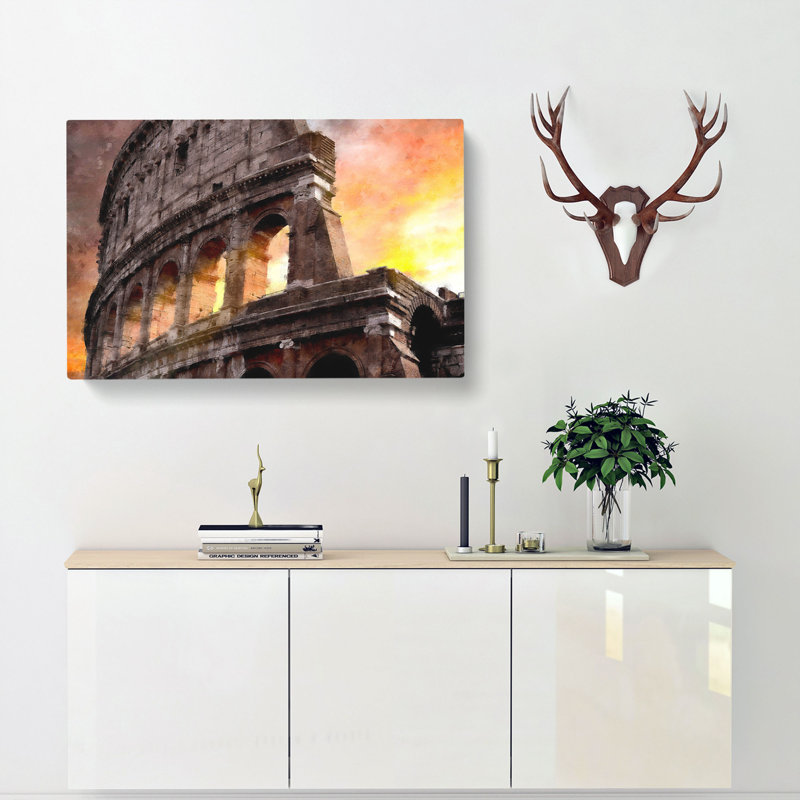 Colosseum Rome Italy Painting - Wrapped Canvas Graphic Art, 35cm H x 50cm W x 3cm D