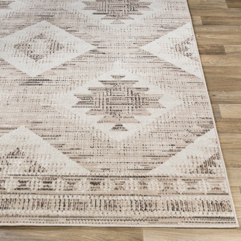 Tapis brun clair / noir Hiller, Rectangle 7 pi 10 po x 10 pi 2 po