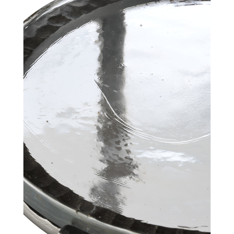 Acea Glass End Table, Graphite, 23.5" H x 12" W x 12" D