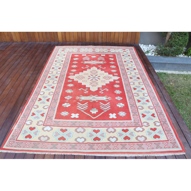 Tapis turc rétro idéal pour le salon et la chambre à coucher, accentuant une esthétique traditionnelle