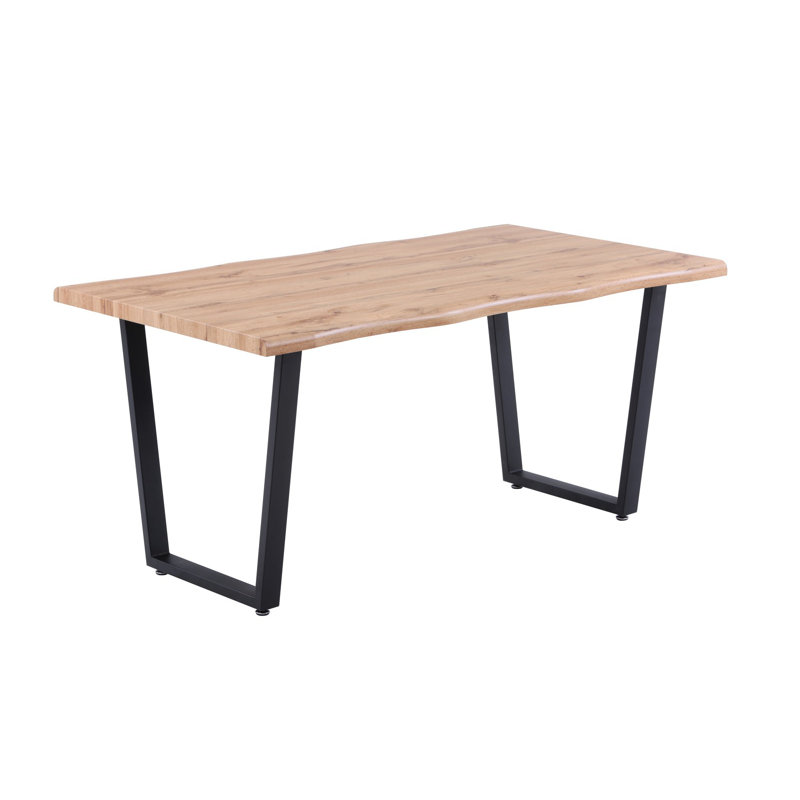 Clemence Metal Base Dining Table, Natural