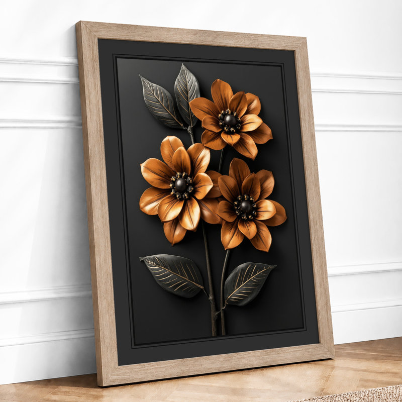 Gilded Stem Botanical - Framed Print, A3 - 42.0 x 29.7 cm, Oak