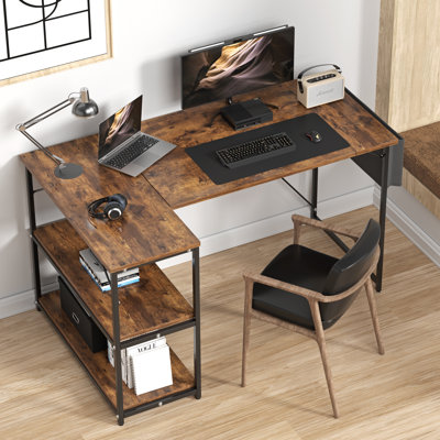 Besender L-Shaped Metal Base Writing Desk