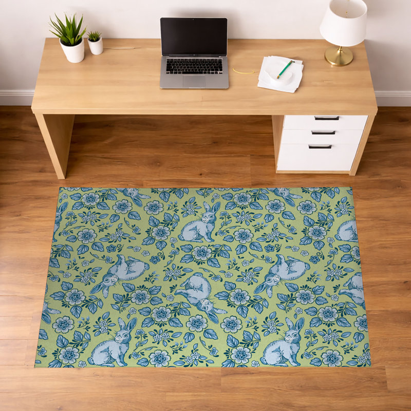 Tapis de bureau léger et antidérapant Bunny Toile, L 60 po x P 36 po, Vert