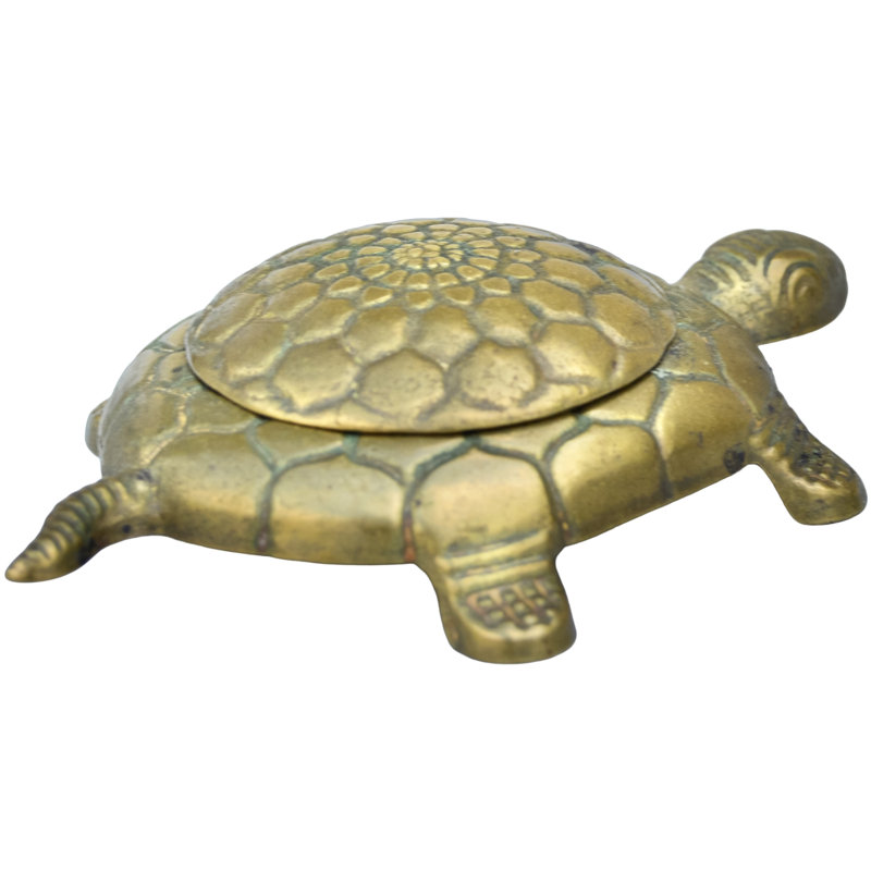Boîte décorative en laiton italien fait main avec figurine de tortue