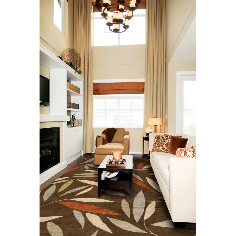 Ceylon Floral Area Rug in Gray/Ivory/ Orange, Rectangle 10' x 14'