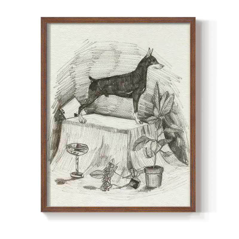 A Gentleman III, reproduction encadrée - bois massif, H 21 po x l 17 po, Noyer