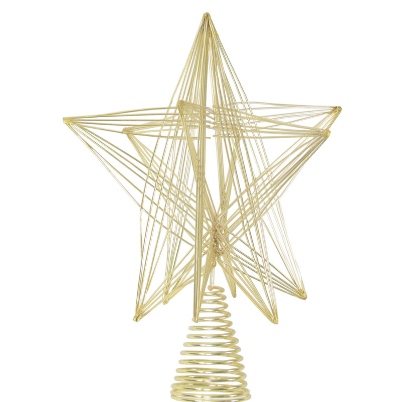Décoration d’arbre de Noël géométrique en forme d’étoile dorée de 10 po