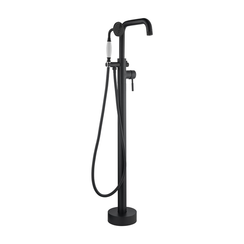 Robinet de baignoire à fixation au sol avec douche à main, Noir mat