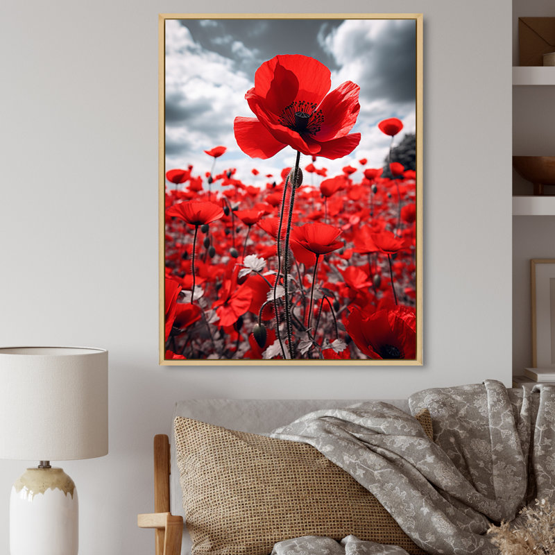 Weixel Flower Field Scarlet Symphony I - impression, H 20 po x l 12 po x P 1 po, Cadre naturel flottant
