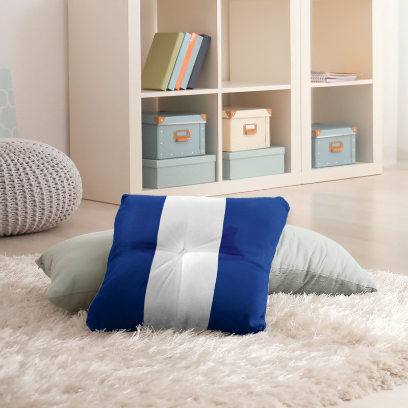  Coussin de sol touffeté, 26 po x 26 po, Bleu / Blanc