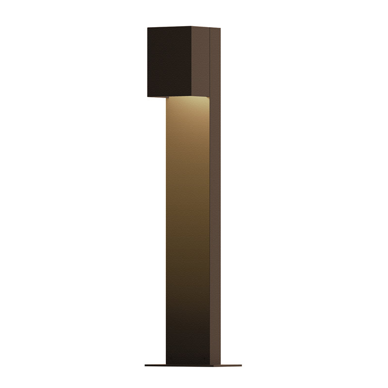 Box Integrated LED Metal Bollard Light, Bronze, 16" H x 3.5" W x 3.25" D